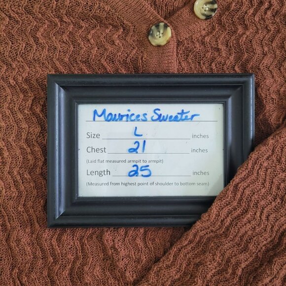 Maurices Cardigan Sweater Brown Buttons Womans Large Knit Layering Office - Picture 8 of 10